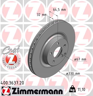 Тормозной диск   400.3637.20   ZIMMERMANN