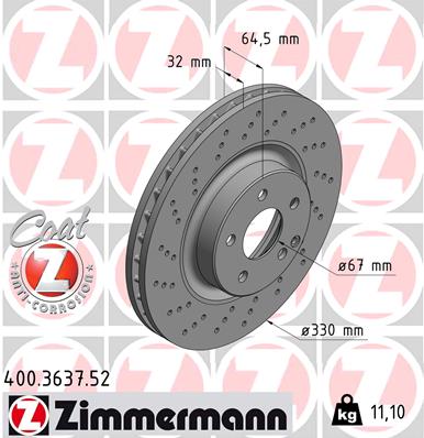 Тормозной диск   400.3637.52   ZIMMERMANN