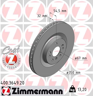 Тормозной диск   400.3649.20   ZIMMERMANN