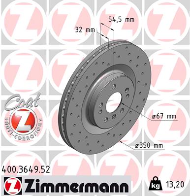 Тормозной диск   400.3649.52   ZIMMERMANN