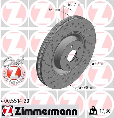 Тормозной диск   400.5514.20   ZIMMERMANN