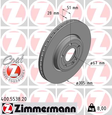 Тормозной диск   400.5538.20   ZIMMERMANN