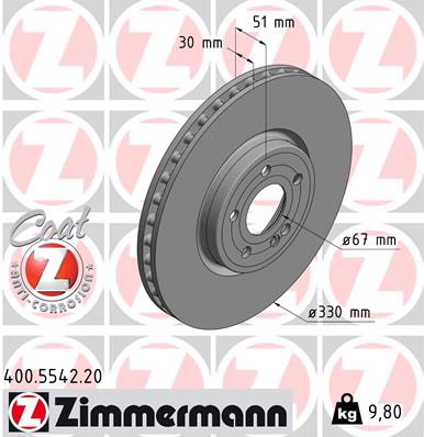 Тормозной диск   400.5542.20   ZIMMERMANN