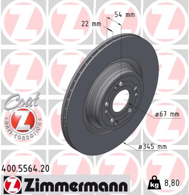 Тормозной диск   400.5564.20   ZIMMERMANN