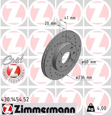 Тормозной диск   430.1454.52   ZIMMERMANN