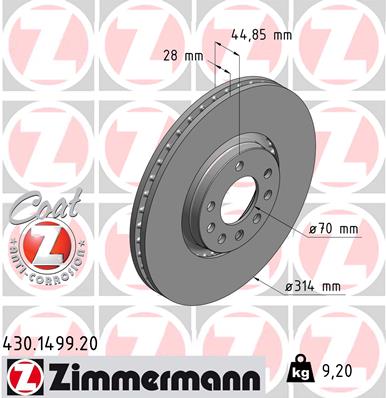 Тормозной диск   430.1499.20   ZIMMERMANN