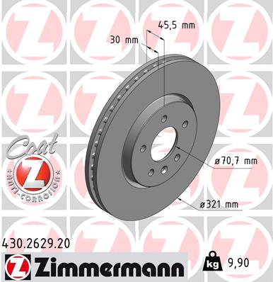 Тормозной диск   430.2629.20   ZIMMERMANN