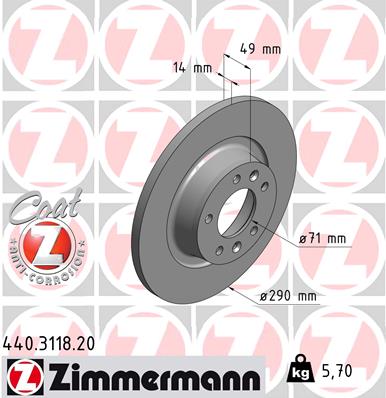 Тормозной диск   440.3118.20   ZIMMERMANN