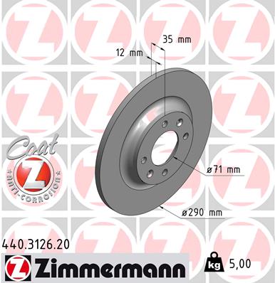 Тормозной диск   440.3126.20   ZIMMERMANN