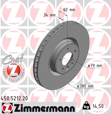 Тормозной диск   450.5212.20   ZIMMERMANN