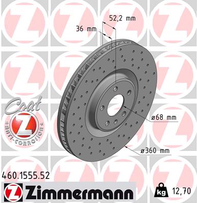 Гальмівний диск   460.1555.52   ZIMMERMANN