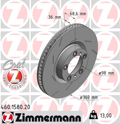 Тормозной диск   460.1580.20   ZIMMERMANN