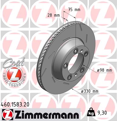 Тормозной диск   460.1583.20   ZIMMERMANN