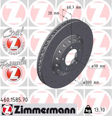 Тормозной диск   460.1585.70   ZIMMERMANN