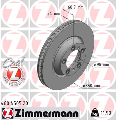 Тормозной диск   460.4505.20   ZIMMERMANN