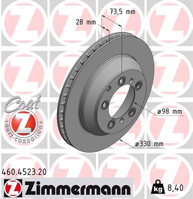 Тормозной диск   460.4523.20   ZIMMERMANN