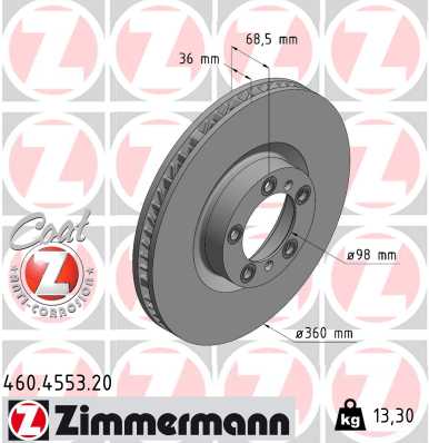 Гальмівний диск   460.4553.20   ZIMMERMANN