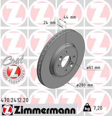 Тормозной диск   470.2412.20   ZIMMERMANN