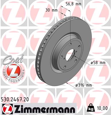 Тормозной диск   530.2467.20   ZIMMERMANN