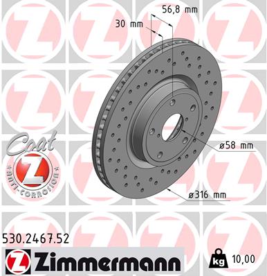 Тормозной диск   530.2467.52   ZIMMERMANN