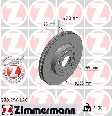 Тормозной диск   590.2561.20   ZIMMERMANN