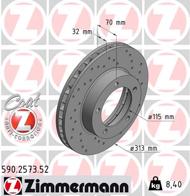 Тормозной диск   590.2573.52   ZIMMERMANN