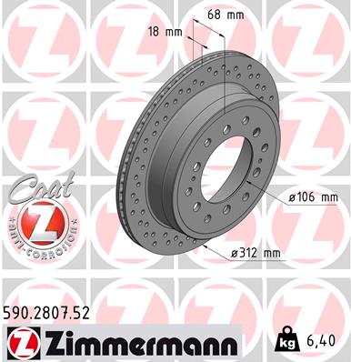 Тормозной диск   590.2807.52   ZIMMERMANN