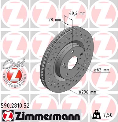 Гальмівний диск   590.2810.52   ZIMMERMANN