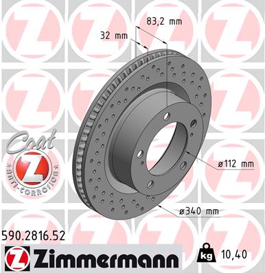 Тормозной диск   590.2816.52   ZIMMERMANN