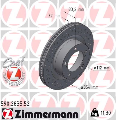 Тормозной диск   590.2835.52   ZIMMERMANN