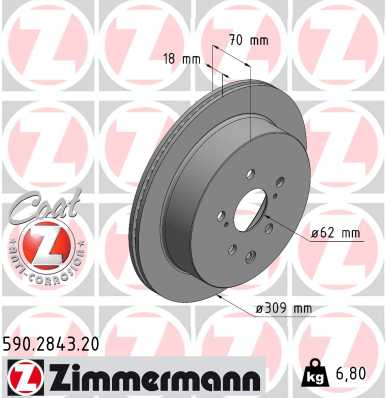 Тормозной диск   590.2843.20   ZIMMERMANN