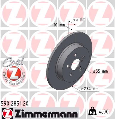 Тормозной диск   590.2851.20   ZIMMERMANN