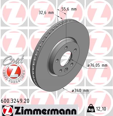 Тормозной диск   600.3249.20   ZIMMERMANN