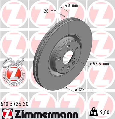 Тормозной диск   610.3725.20   ZIMMERMANN