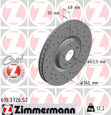 Тормозной диск   610.3726.52   ZIMMERMANN