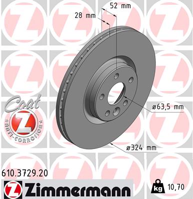 Тормозной диск   610.3729.20   ZIMMERMANN