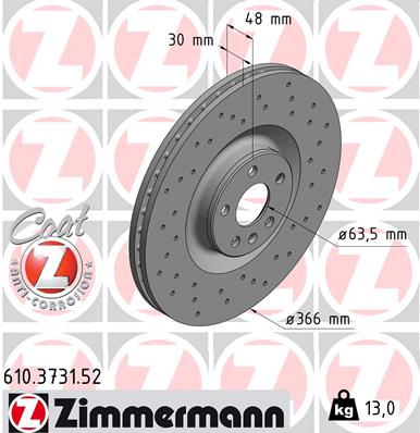 Тормозной диск   610.3731.52   ZIMMERMANN