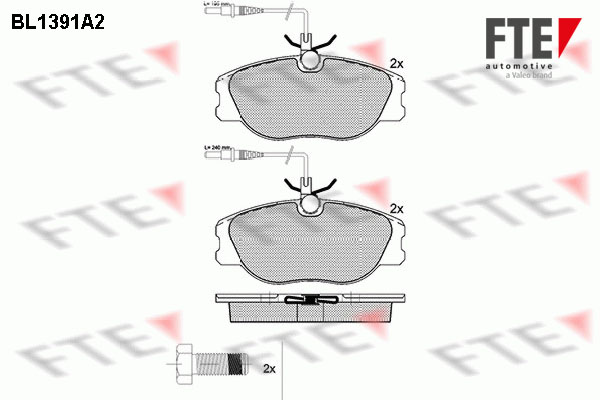 Комплект гальмівних накладок, дискове гальмо   9010165   FTE