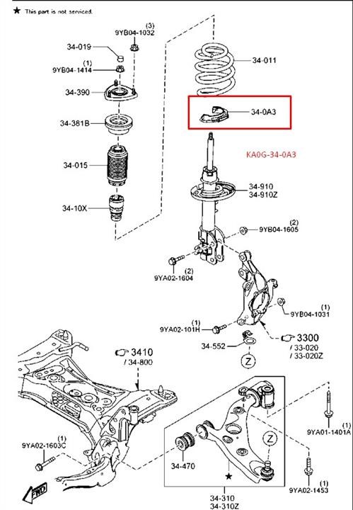 Верхня опора, стійка амортизатора   KA0G-34-0A3   MAZDA