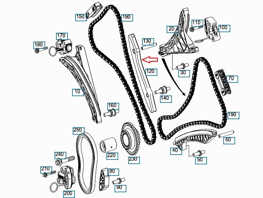 Комплект ланцюгів привода, MERCEDES-BENZ A2780520000 Комплект ланцюгів привода, MERCEDES-BENZ A2780520000