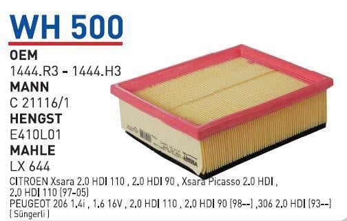 Фільтр повітряний, WUNDER-FILTER WH500 Фільтр повітряний, WUNDER-FILTER WH500