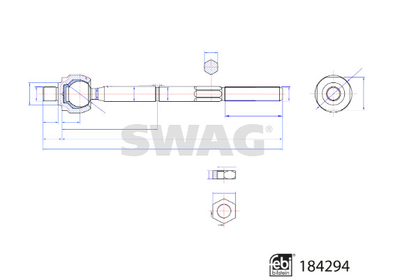 Осьовий шарнір, поперечна кермова тяга   33 10 9348   SWAG