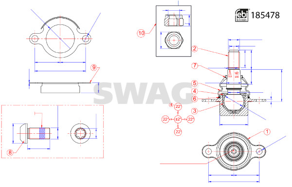 Шарнир независимой подвески / поворотного рычага   33 10 9940   SWAG