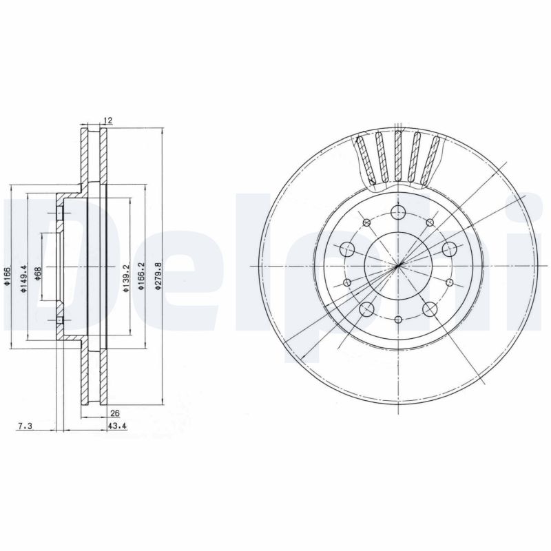 Тормозной диск   BG2841   DELPHI