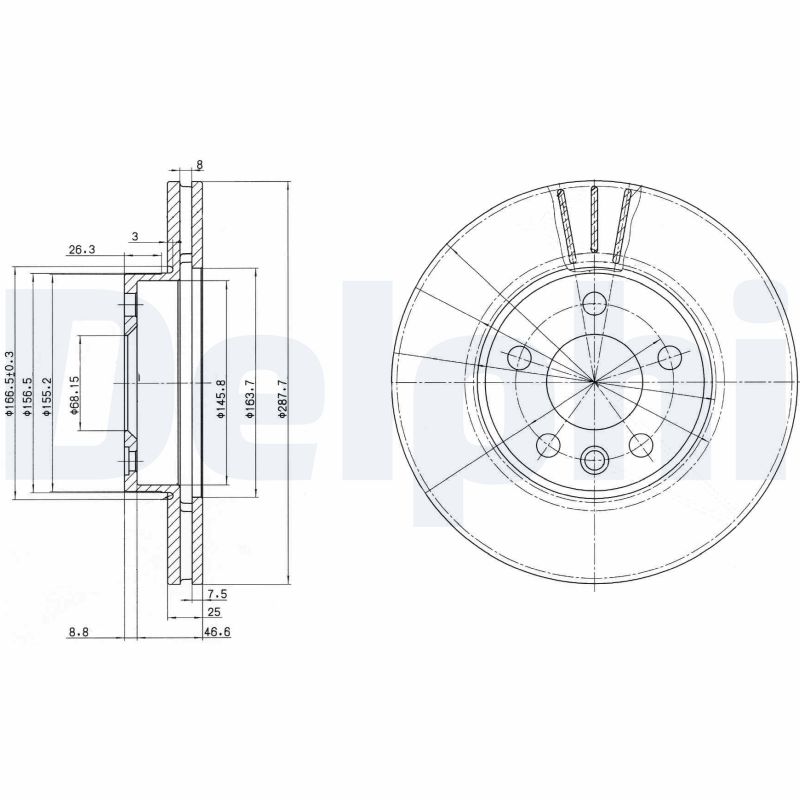 Тормозной диск   BG3025   DELPHI