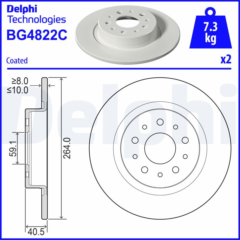 Гальмівний диск, DELPHI BG4822C Гальмівний диск, DELPHI BG4822C