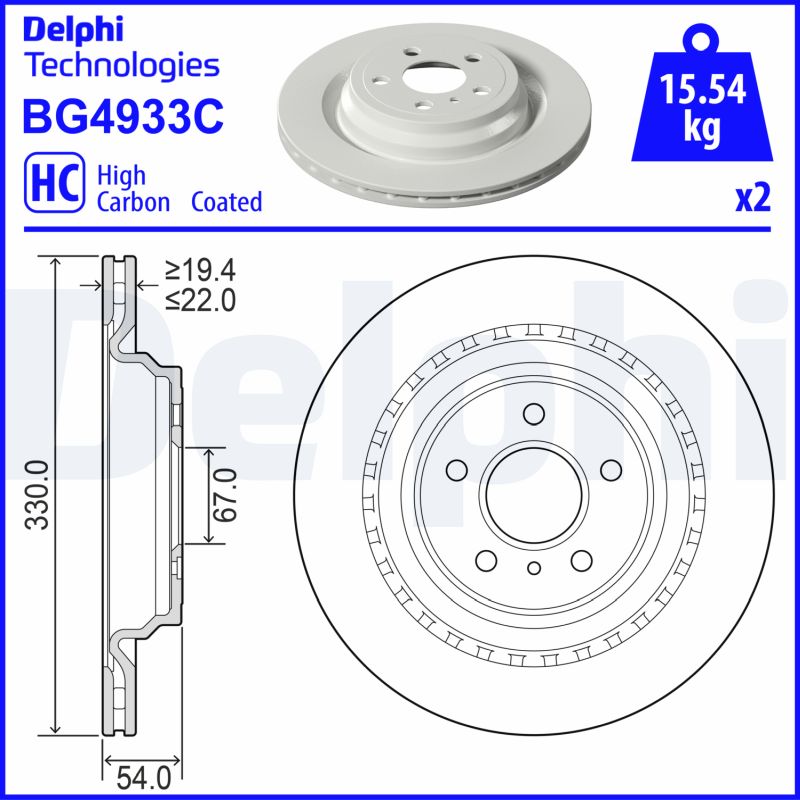 Тормозной диск   BG4933C   DELPHI