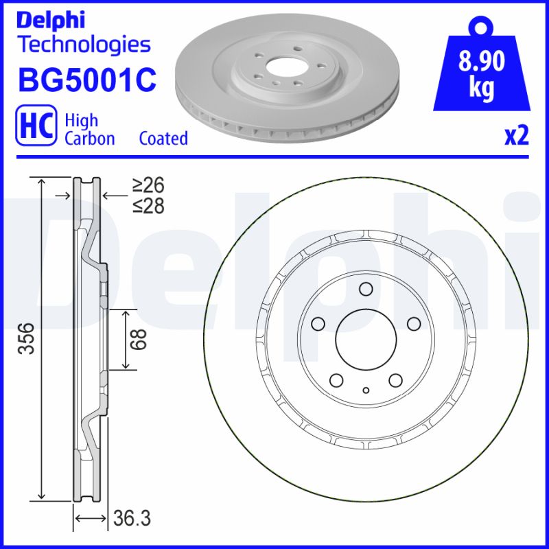 Тормозной диск   BG5001C   DELPHI