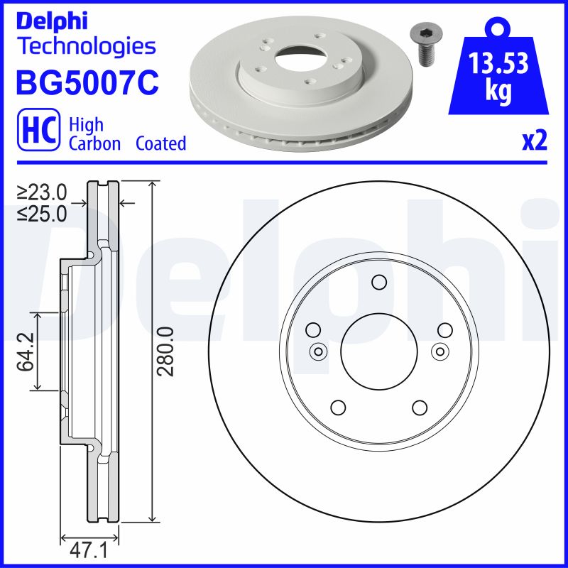 Гальмівний диск   BG5007C   DELPHI