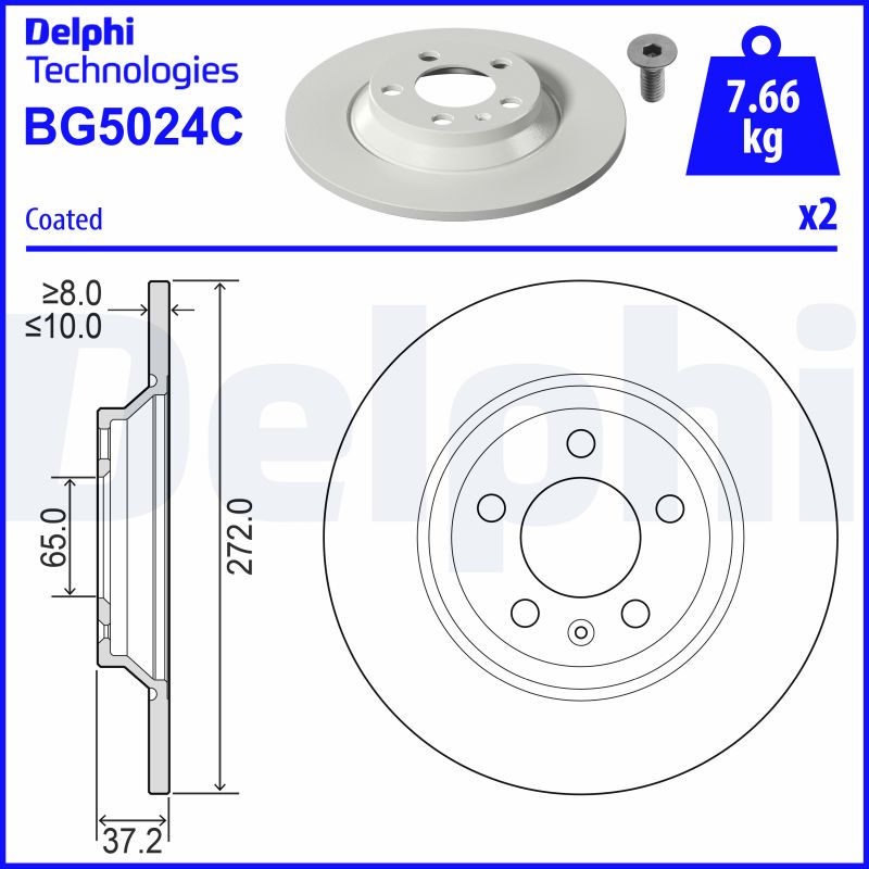 Гальмівний диск   BG5024C   DELPHI